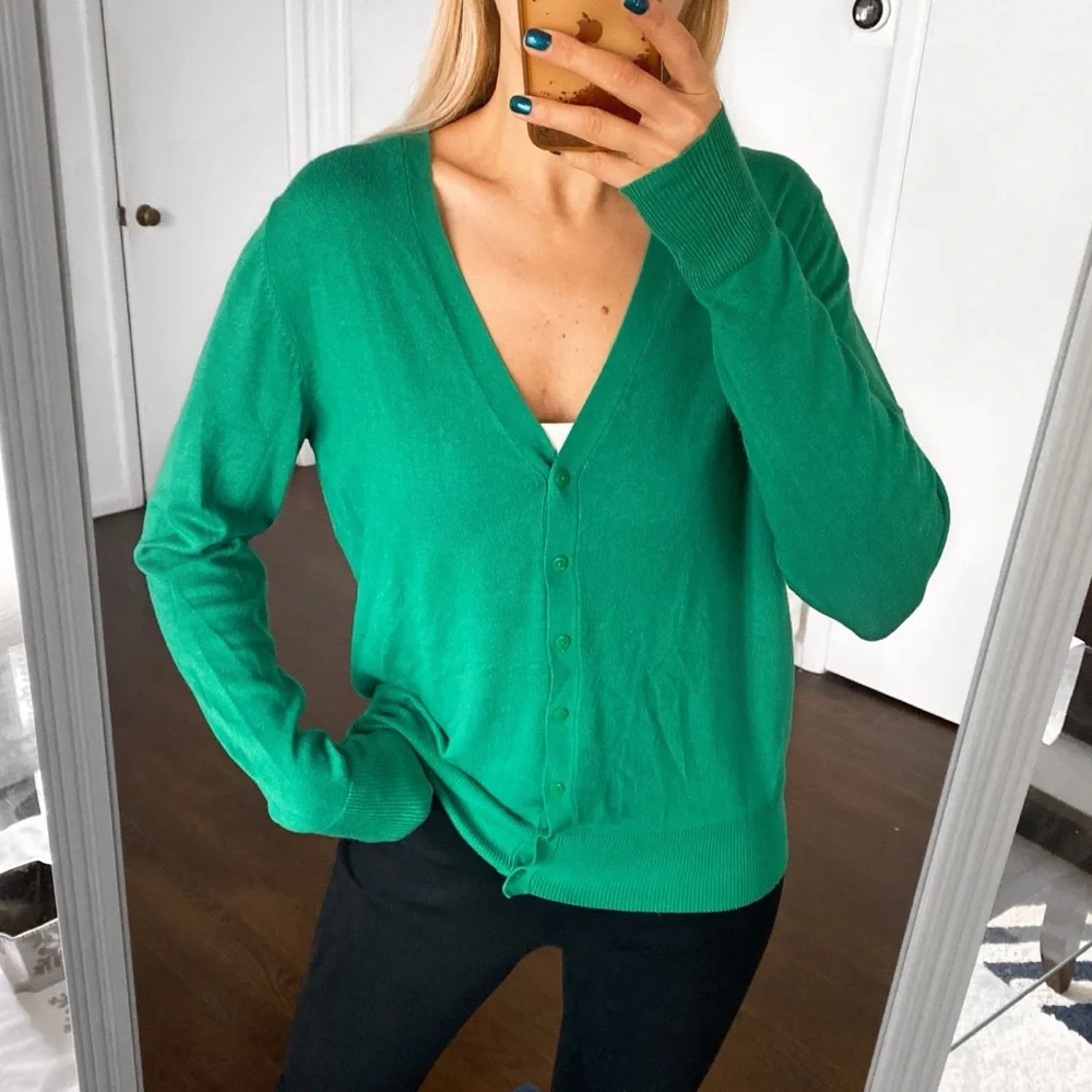 🍃 CASUAL SPRING GREEN KNIT CARDIGAN SWEATER!